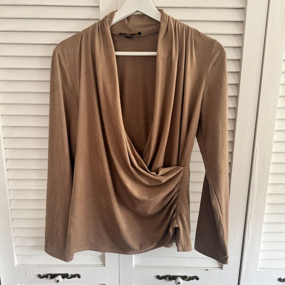MELISSA PAIGE SUEDE COTTAGECORE BOHO ACADEMIA SCOOP NECK TOP‎ SZ L